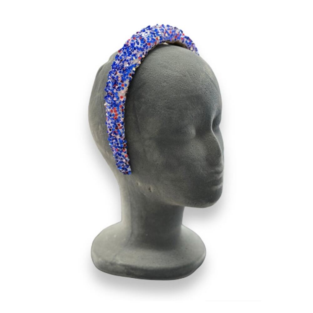 Red White and‎ Blue Glitter Headband Blue